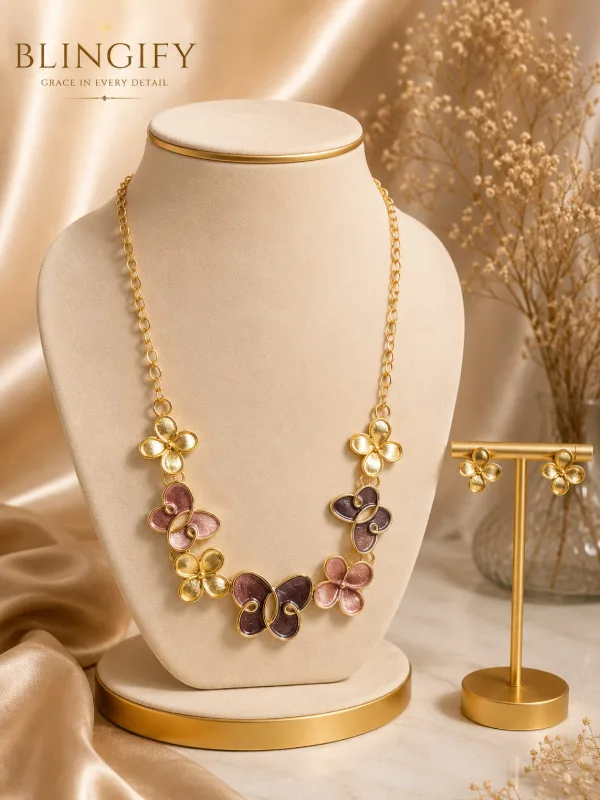 Ombre Butterfly Flower Necklace & Earrings Set — view 2 of 2