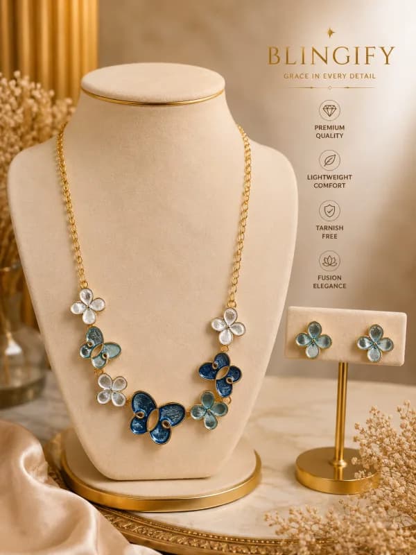 Ombre Butterfly Flower Necklace & Earrings Set — view 2 of 2