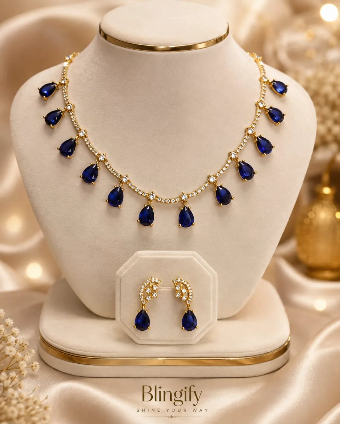 Rose Quartz Teardrop Necklace Set — view 2 of 2