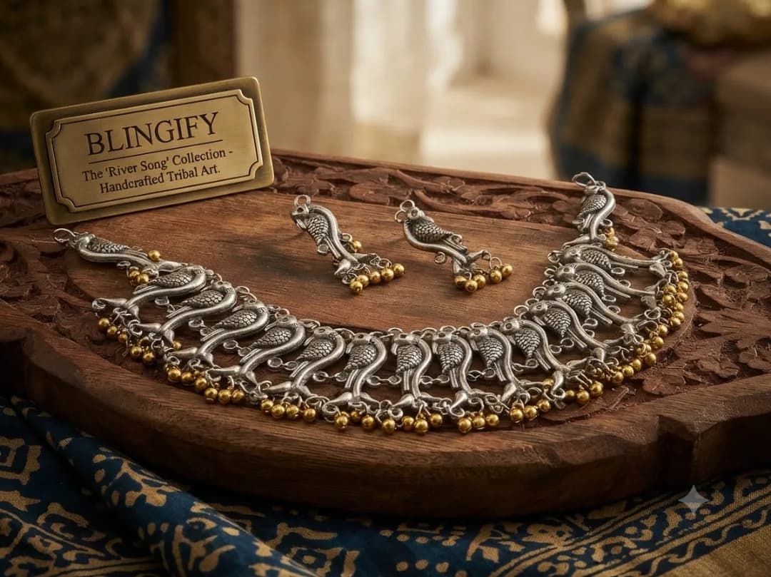 The 'River Song' Collection — Tribal Peacock Necklace Set