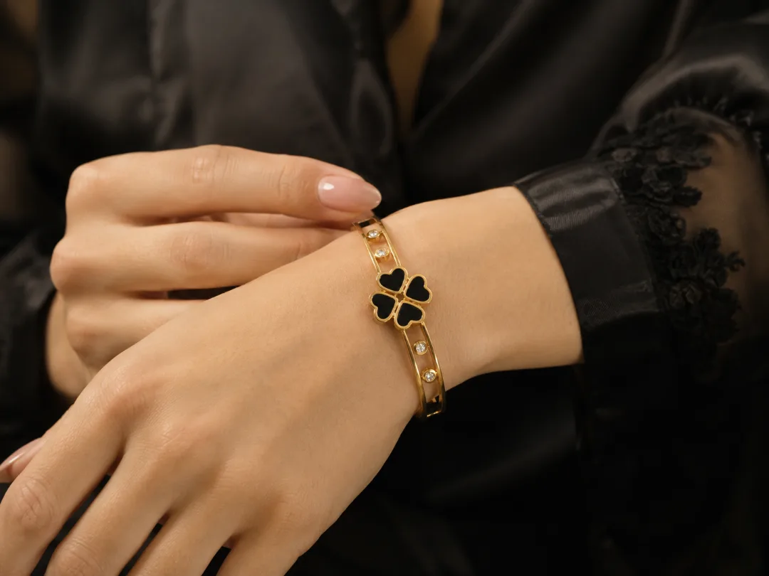 Trèfle Noir Gold Clover Bangle — view 2 of 2